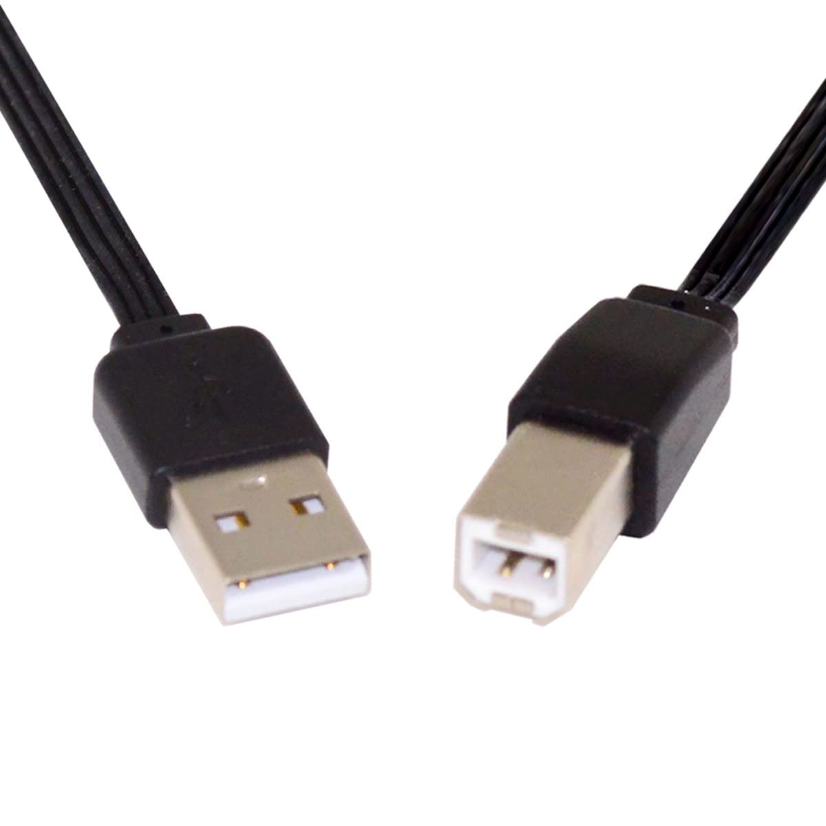CY 13cm USB 2.0 Type-A Male to Type-B Male Data Flat Slim FPC Cable for Scanner Disk Printer — image 1