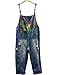 YESNO Women Casual Loose Cropped Denim Jumpsuits Rompers 90s Jeans Overalls Distressed Ripped Fringed with Pockets PF2