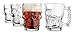 Classic Glass Beer Draft Mug glasses, ★ HALLOWEEN SKULL ★ , Set of 4, Glassware Solid Handled Clear Drinking Mugs,