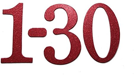 4" Glitter Red Self-adhesive Chipboard Table Numbers for Wedding / Banquets (#1 to #30)