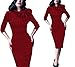 Women's 1950s Retro 3/4 Sleeve Bow Cocktail Party Evening Dress Work Pencil Dress Red Large