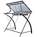 MEEDEN Glass Top Drafting Table - Tiltable Drawing Desk for Artists - Modern Craft Station with Large Working Surface - for Artwork, Graphic Design, Sketching and Tracing - Black Tempered Glass
