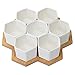 Succulent Planter, MoonLa 2.75 Inch Succulent Plant Pots, Set of 7 White Ceramic Hexagon Succulent Cactus Planter Pots with Bamboo Tray(Plants NOT Included)