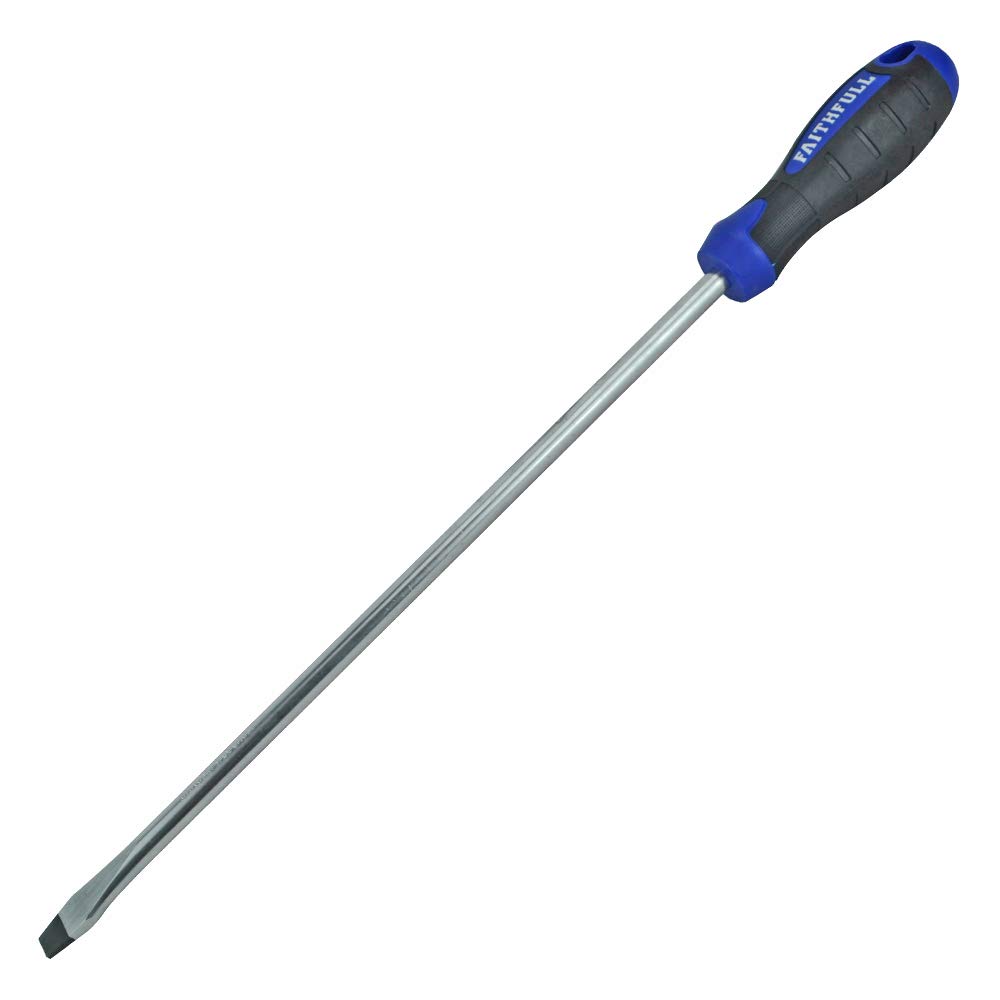 Faithfull Flared Screwdriver, Soft-Grip Handle, Chrome Vanadium Steel Blade with Magnetic Tip - 10mm x 300mm
