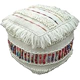 Christopher Knight Home Roth Boho Wool Pouf, Ivory and Multi-Colored