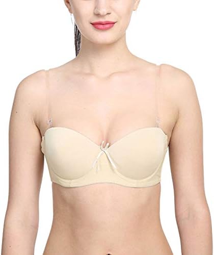 ShopOlica Women's Strapless, Transparent Straps Push Up Padded Bra