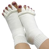 Yoga Five Comfy Toes Foot Alignment Socks Toe Spacer Relaxing (White, 1 Pair)