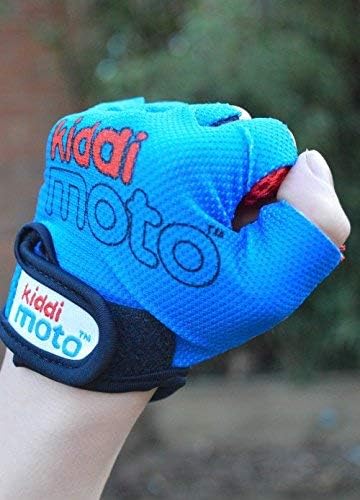 Kiddimoto Blue Anti Slip Kids Bike Gloves For Kids Boys & Girls Best Toddler Bike Gloves Ages 2-8 Fingerless Cycling Gloves for Youth Sports Like Mtb Bmx Dirt Biking - Image 5