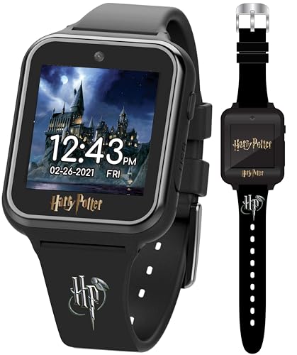 Accutime Harry Potter Kids Smart Watch – Interactive Touchscreen Watch with 10 Changeable Faces, Camera, Games, Alarm, Stopwatch, Step Counter & Calculator – Fits Wrists from 5.5
