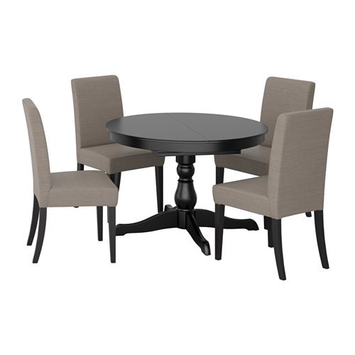 Amazon Com Ikea Table And 4 Chairs Black Nolhaga Gray Beige