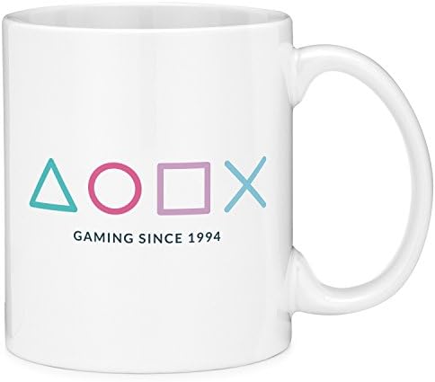 Mugvana 11oz Coffee Mugs Playstation Gaming Since 1994 Controller Buttons Novelty Ceramic Coffee Mug Cup with Gift Box