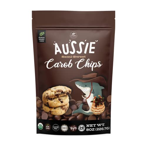 Aussie Organic Carob Chips 8 oz Carob Made w/Coconut Sugar, Vegan Soy