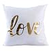 Kingla Home Decorative Throw Pillow Covers Golden Love White Pillow Cases 18x18 inch Square Couch Cushion Covers primary