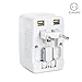 Yubi Power Premium All In One Travel Adapter with Universal Outlet and 2 USB 2.0 Ports - Built In Surge Protector and Neon Light Indicator - Foldable Prongs for Type A, C, G, and I Outlets