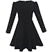 Sunny Fashion Girls Dress Back School Long Sleeve Black Dress Size 6-12