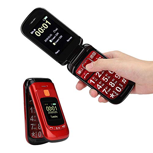Zopsc 2G F899 Flip Mobile Phones Unlocked Dual SIM Dual Standby Mobile Phone for Elderly Big Buttons, Used not in The USA, 2800mAh Battery Long Standby (Red)(US Plug)