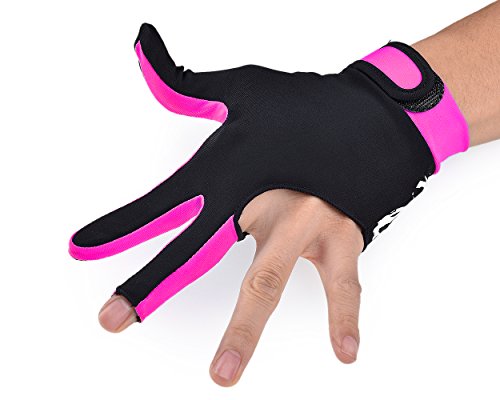 Ace Select Billiard Pool Cue Glove 1 Piece, 3 Fingers Elastic Lycra Stretchable Snooker Glove - Pink - Thumbnail 4