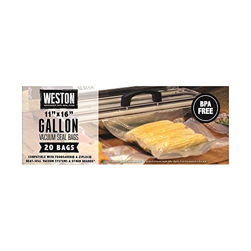 Weston 42 Count Gallon Size, 11" x 16" Vacuum Sealer Bags for Food, BPA