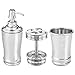 mDesign Metal Bathroom Vanity Countertop Accessory Set - Includes Refillable Soap Dispenser, Divided Toothbrush Stand, Tumbler Rinsing Cup, Vivi Collection, Set of 3, Chrome