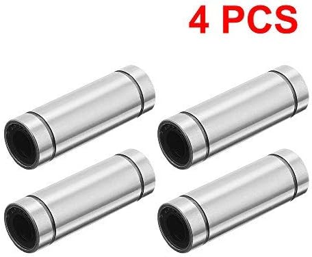 TeeGoo LM8LUU Longer Linear Ball Bearing Bush Bushing Slide Bushing for 3D Printer CNC Machine, Double Side Rubber Seal, 8mm15mm45mm Nickel Plated (Pack of 4)