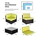 Peach Tree 7 PCs Outdoor Patio PE Rattan Wicker Sofa Sectional Furniture Set with Green Cushion, 2 Pillows and Tea Table