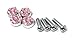 Updated JR2 Bling 7 Rows Pink Crystal Rhinestone Metal Chrome License Plate Frame x 2 + 4 x Pink Crystal Screw caps+ 1 x Pink ring emblem