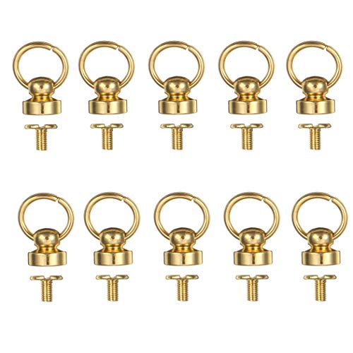 Button Studs Rivets O-Ring Head Button Stud Screwback with Screw for DIY Art Leather Craft Belt Purse Handbag (25Pcs/Gold)