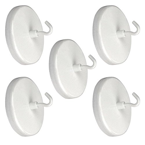 5 x Magnetic Hook Painted White, up to 24 kg, Diameter 63 mm