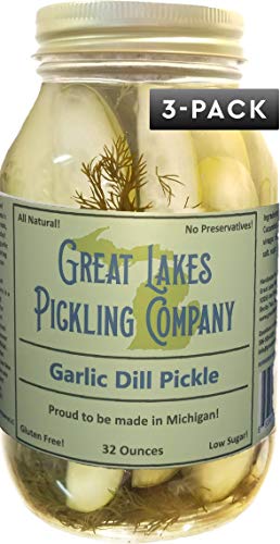 Pickles Garlic Dill Pickle Spears - Gourmet Dill Pickles Hand Crafted (32oz 3 Pack) A pickle lovers dream! Our farm fresh craft pickles are 100% natural, naturally low sodium with big flavor & crunch (Best Garlic Pickle Recipe)