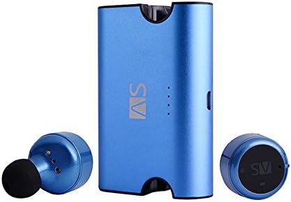 AS X2T+ Wireless Bluetooth Earbuds Dual Stereo Earphones, In-ear Headset with Mic, Bluetooth Noise Cancelling Headphones One Cent Sized, Magnetic Charging Case and Small Bag Included (blue)