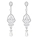 EVER FAITH Women's Crystal Simulated Pearl Bridal Vintage Chandelier Teardrop Earrings Clear Silver-Tone