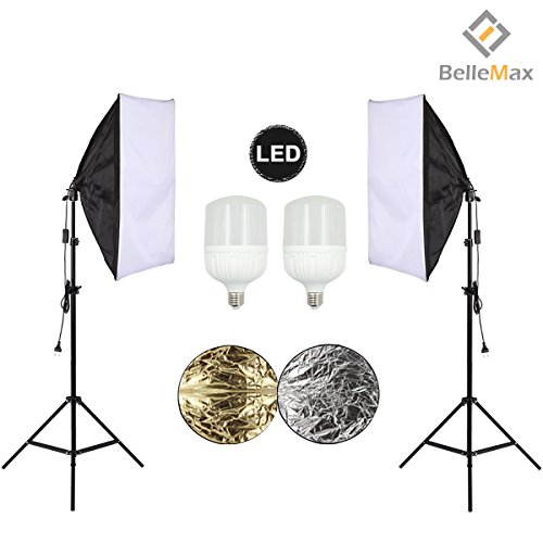 Belle Max (2)20"x28"Photography Softbox Lighting Kit Photo Studio Equipment，Including (2) 28W LED Bulbs,(1)24" 2-in-1Reflector, Ideal for any vlog, portrait, costume and object photography - Thumbnail 7