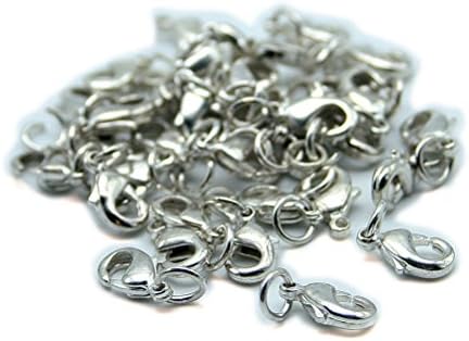 So Beauty 30 Pcs 1*0.5cm Silver Tone Stainless Steel Lobster Clasps for Necklace &amp; Bracelet DIY Making