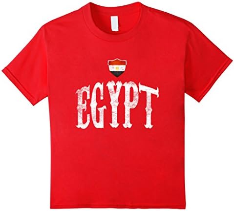 Kids Vintage Egypt Flag T-shirt Egyptian Pride Sports 8 Red