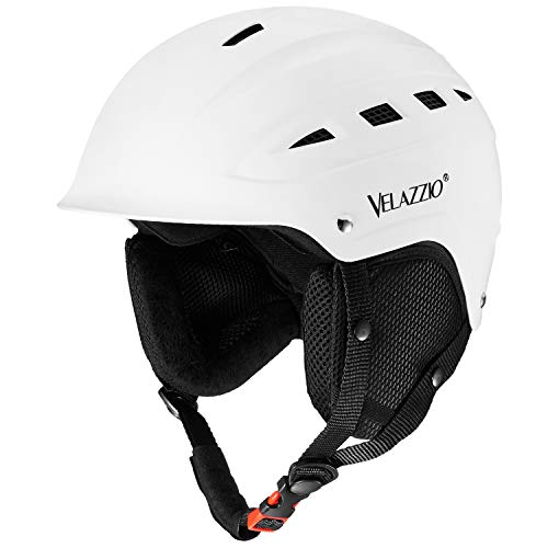 VELAZZIO Valiant Ski Helmet, Snowboard Helmet - Adjustable Venting, Goggles and Audio Compatible, Removable Liner and Ear Pads, Safety-Certified Snow Sports Helmet for Men, Women & Youth （White - M） - Thumbnail 7