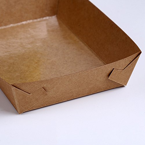 Paper Food Tray, Extra Kraft Paper Food Tray Fast Food Tray for Party Favors Takeout Home Use Outdoor  Xmas Presents , 50 PCS