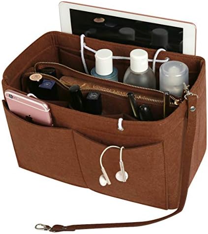 Purse Organizer Insert with Zipper, Handbag Tote Bag Organizer for Speedy Neverfull Longchamp