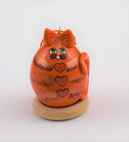 Orange Striped Tabby Cat Painted Gourd Art Ornament