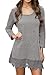 Songbai Women's Long Sleeve A-line Lace Stitching Trim Casual Dress