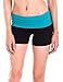 CC 2 Pack Nylon Spandex Tribal Pattern Fold Over Yoga Shorts (Small/Medium, Red/Teal)