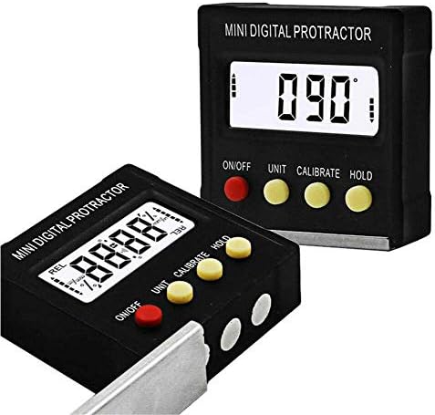 360° LCD Digital Inclinometer Protractor Mini Angle Finder Bevel Gauge Level Box Inclinometer Meter Magnetic Base Black