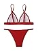 SweatyRocks Women's Sexy Bathing Suits Solid Thong Adjustable Strap Triangle Bikini Set Red M