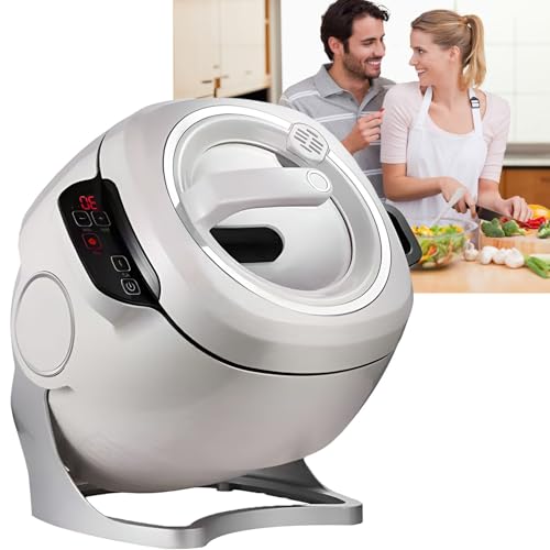 UPLTOE Automatic Stir Fry Cooker, Easy Cooker, Tossing Stir Fry Cooker, One-Click Smart Start, 360° Automatic Rotation, 2000W 6L