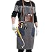 Flipzon Work Apron for Men Women Heavy Duty Canvas Mens Apron Shop Apron for Woodworking Barber Blacksmith Carpenter Barista with Leather Pockets,Cross-Back Straps Design,Adjustable S to XXXL (Grey)