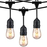 Mpow Ambience Add Outdoor String, 49Ft Commercial Globe Lights with 15 Vintage Dimmable Bulbs, Waterproof Heavy Duty, Connectable Edison, Patio Porch Garden Deck Cafe UL Listed