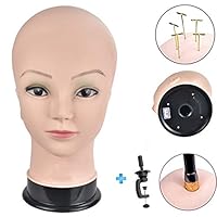 ErSiMan Professional Female Cosmetology Mannequin Head Bald Manikin Head for Wigs Making Wig Display Hat Display Glasses Display Hairdressing Training Head Doll Head with Clamp