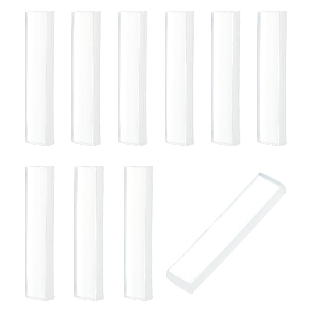 INFUNLY 10pcs Clear White Reusable Clay Mold Making 2.9x2.9 Inch Transparent Moulding Clay Craft Resin Strip Use with Hot Water Clear Modeling Clay Perfect for Short Clay Project with Storage Box