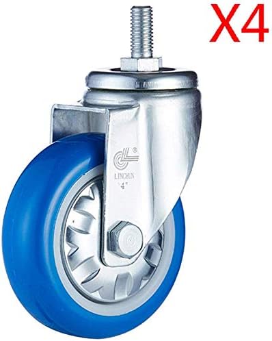 Castors, Swivel brake Caster Wheels, M12X25mm bolt mounted Furniture Swivel Caster, high temperature/No Noise, 3in/4in/5in (4 Pack)