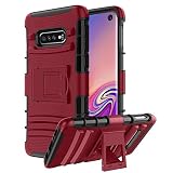 Samsung Galaxy S10E Case,CaseBing [Heavy Duty][Built-in Kickstand][Dual Layer] Non-Slip Shock Absorption Reinforced Corner Hybrid Protective Case Cover-PC Red
