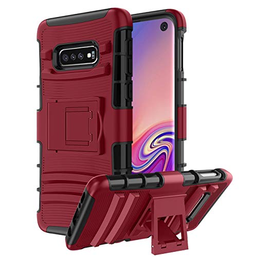 Samsung Galaxy S10E Case,CaseBing [Heavy Duty][Built-in Kickstand][Dual Layer] Non-Slip Shock Absorption Reinforced Corner Hybrid Protective Case Cover-PC Red